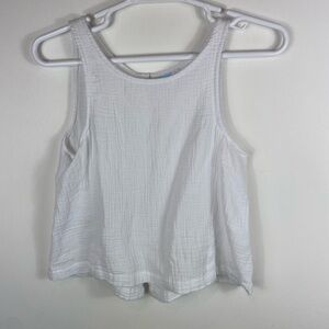 White Sleeveless Women's Cotton Top with back buttons.